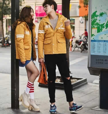 依有所属2014新款男女韩版工装学生情侣装棉衣加绒秋冬装棉服外套