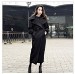 2014冬装新款韩版修身超长款羊绒大衣女毛呢黑色大翻领呢子外套女